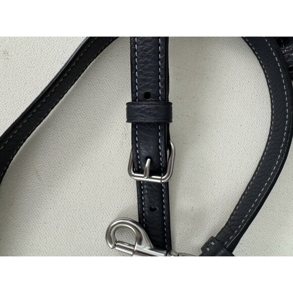 COACH Navy Blue Pebble Leather Buckle Adjustable Shoulder Strap Silver Hardware - Picture 3 of 5